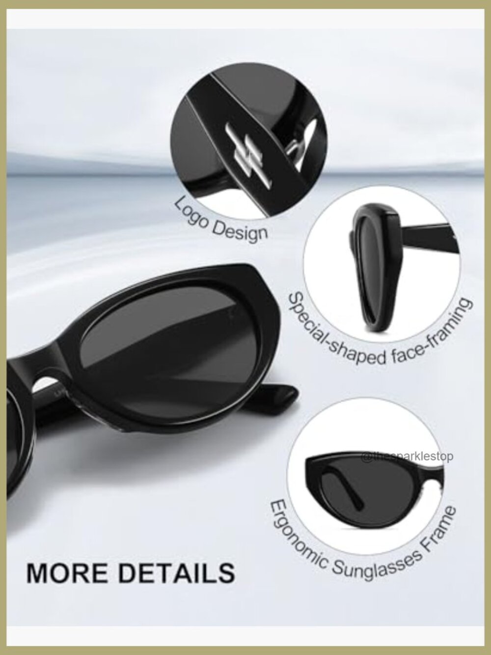 Acetate Cat Eye Sunglasses with Nylon Lenses UV400 Protection - Picture 5 of 6